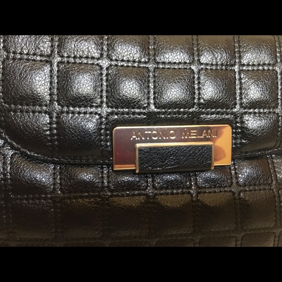 Leather bag/purse, classic look, gold hardware - Picture 2 of 5